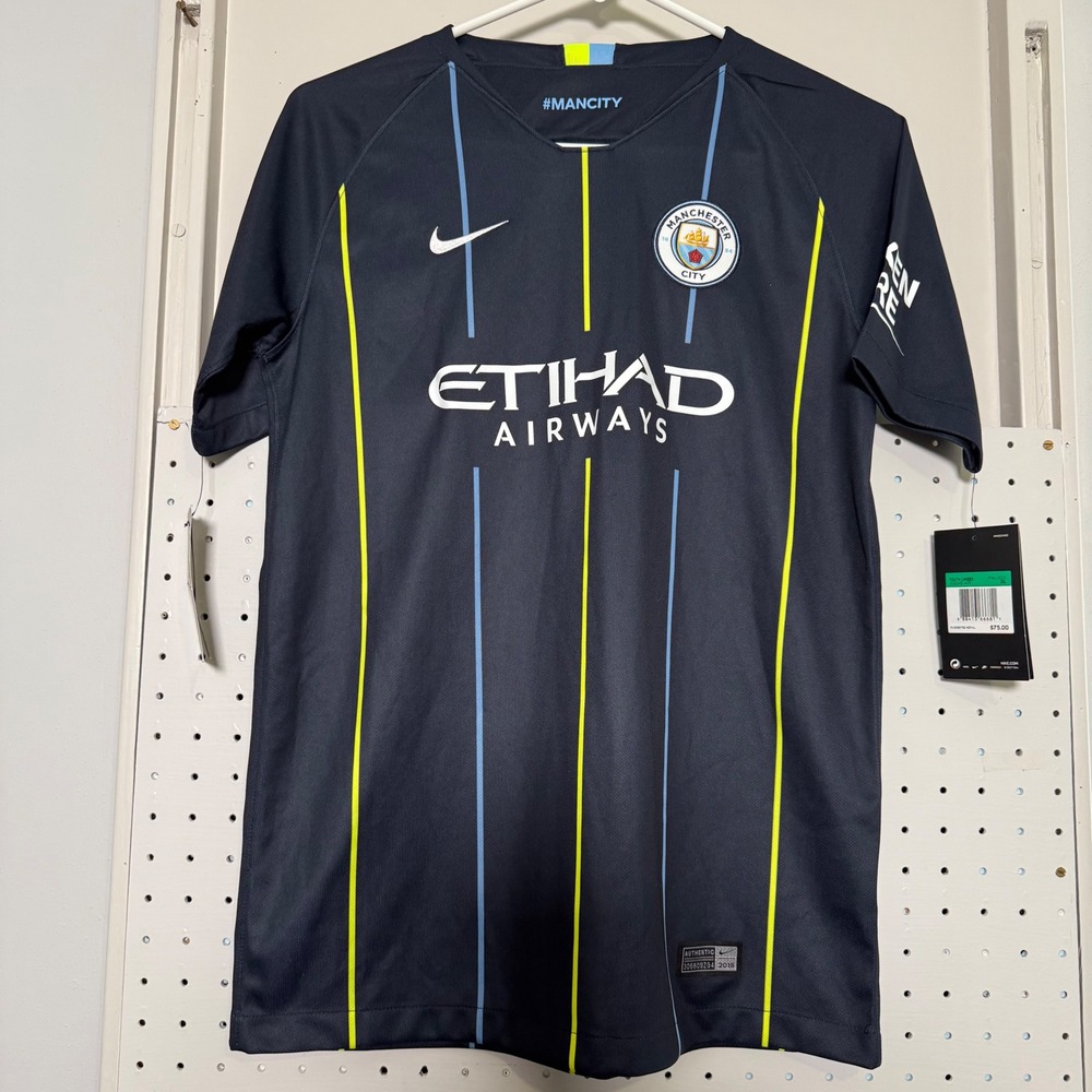 Nike‎ Manchester City 2018 Away Jersey Navy Blue Pinstripe Youth XL 919248-476